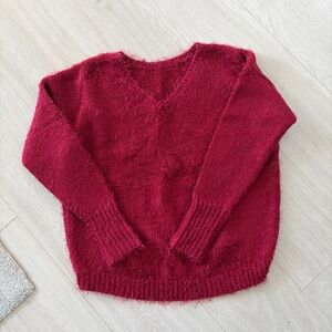 DKNY Deep Red V-Neck Sweater